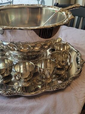 Vintage F.B. Rogers Silver Co. Silverplated Punch Bowl Set, Model 1947